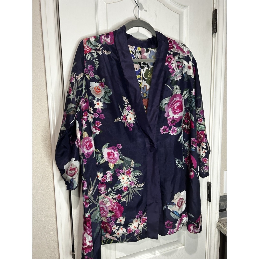 Johnny Was Chelsea Yena Silk Reversible Kimono Jacket Sz Sm Missing Tag - Picture 6 of 7